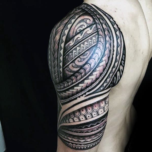 Polynesian Amazing Tribal Tattoos For Men Half Sleeve