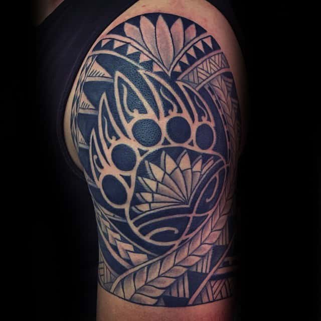 Polynesian Bear Claw Half Sleeve Tattoos For Men