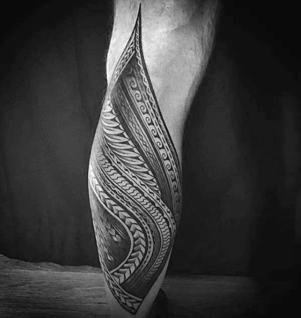 Polynesian Leg Awesome Tribal Guys Tattoo