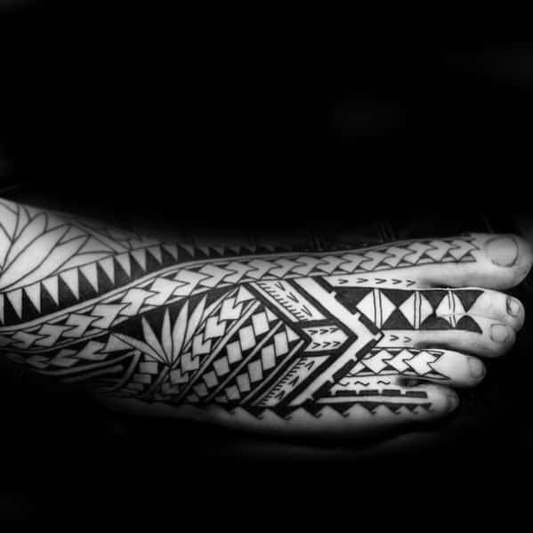 Polynesian Male Foot Tribal Tattoos