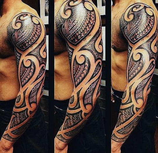 Polynesian Male Tribal Arm Tattoos