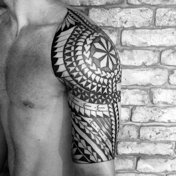Polynesian Male Tribal Tattoo Half Sleeve