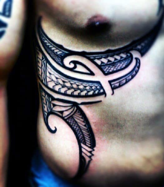 Polynesian Masculine Mens Rib Cage Side Tattoos