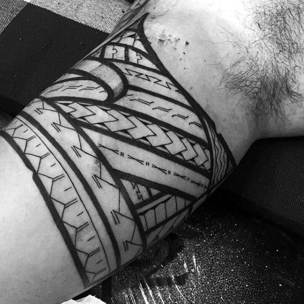 Polynesian Mens Inner Arm Bicep Traditional Tribal Tattoos