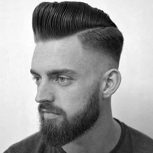 Pompadour With Skin Fade Haircut For Guys