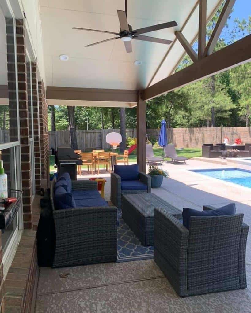 backyard pool high ceiling patio fan
