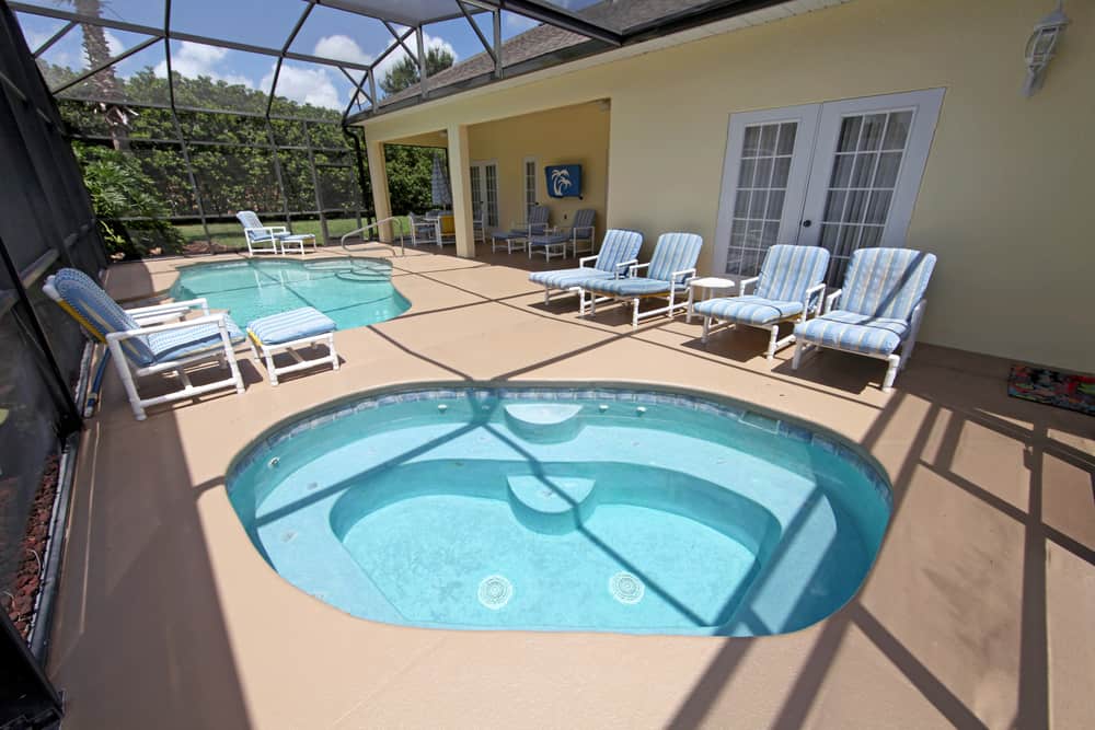 enclosed backyard pools sun loungers 