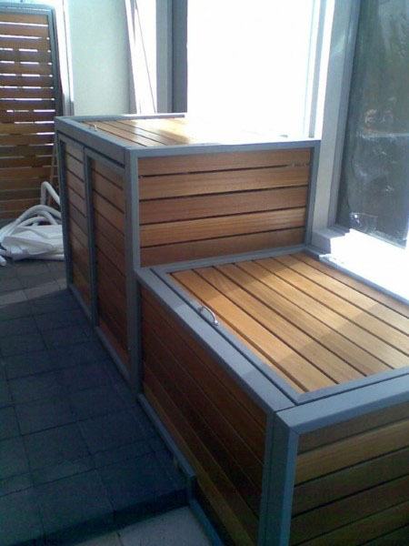 wood slat pool pump enclosure