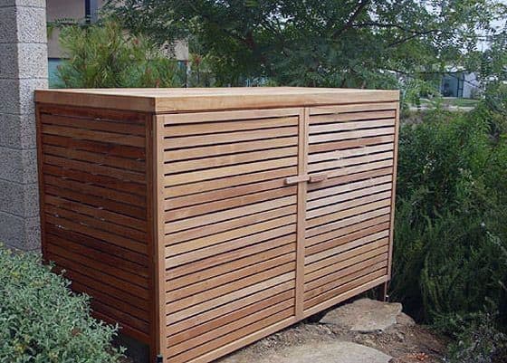 wood slat pool pump enclosure