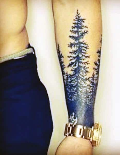 Popular Men's Pine Tree Tattoo On The Wrist