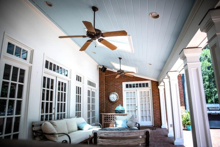 porch ceiling with fan