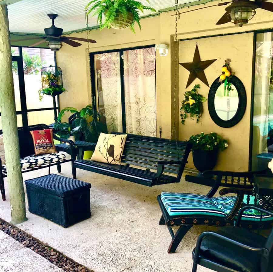 backyard porch hanging bench seat