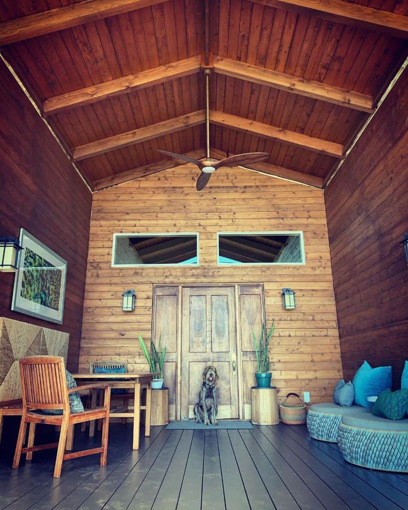 large wooden lanai room
