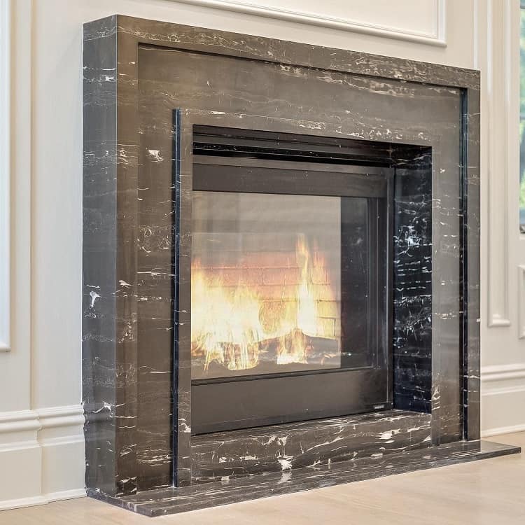 portoro marble fireplace surround