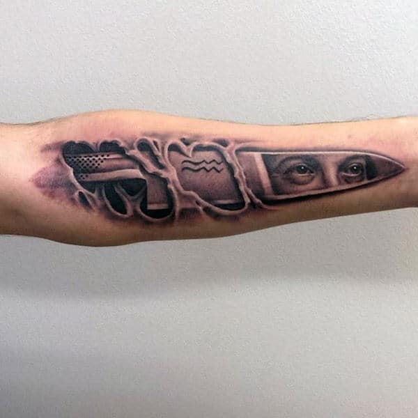Portrait Chef Knife Mens Torn Skin Tattoo Designs