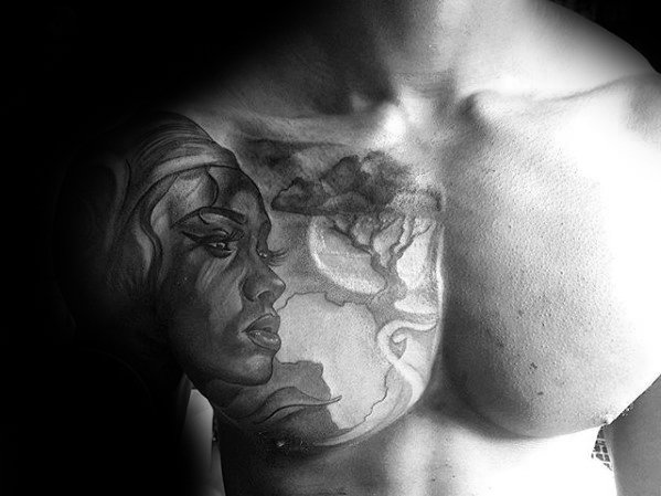 Portrait With Tree Guys Africa Chest Tattoo