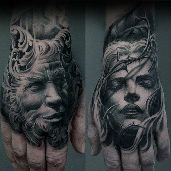 Portraits Unique Hand Tattoos For Guys