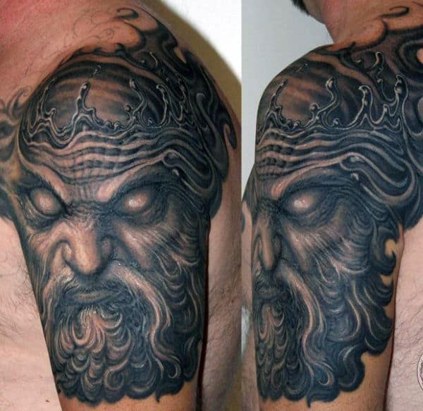 Poseidon God Tattoo For Men