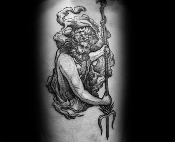 Poseidon Greek God Trident Mens Tattoo Designs