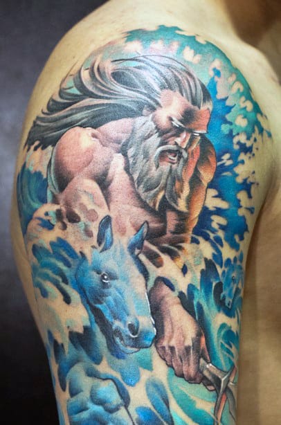 Poseidon Roman Tattoo Ideas For Guys