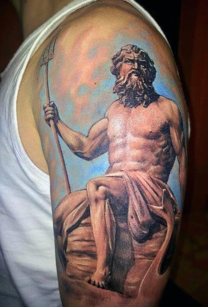 Poseidon Water Tattoos For Guys On Arms