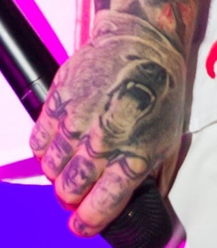 Post Malone Hand Tattoo Finger Portraits And Bear Right Hand