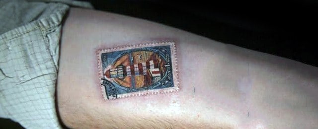 Postage Stamp Tattoo Designs For Men