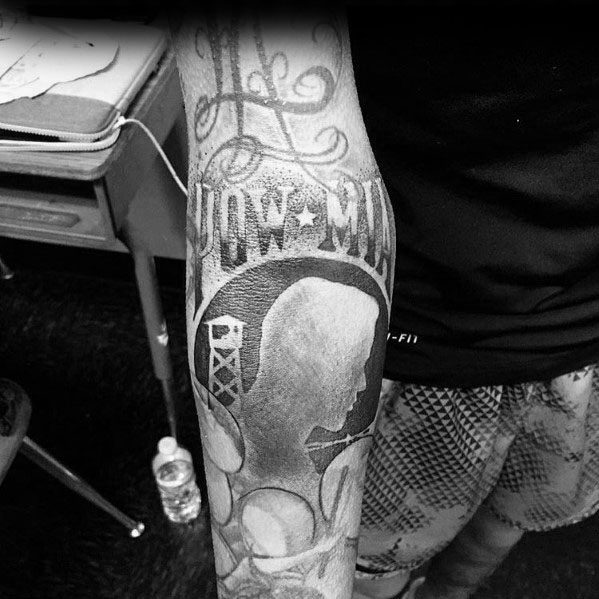 Pow Mia Male Tattoos On Inner Forearm