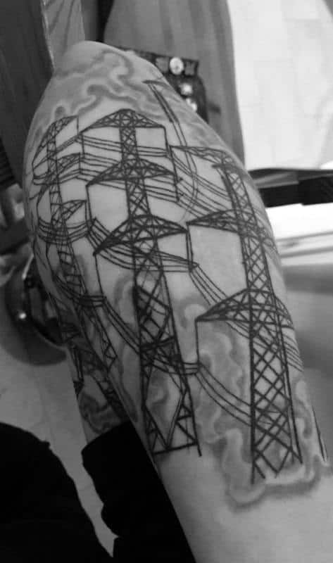 Powerlines Lineman Guys Outer Forearm Tattoo Design Inspiration