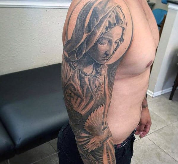 Praying Lady Religious Tattoo Male Sleeves