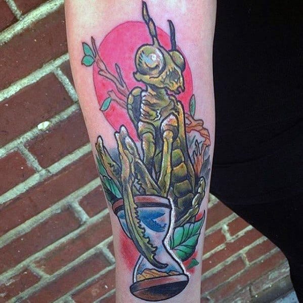 Praying Mantis Tattoo Design On Man