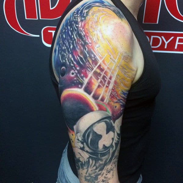 Pretty Cosmos And Astronaut Tattoo Mens Sleeves