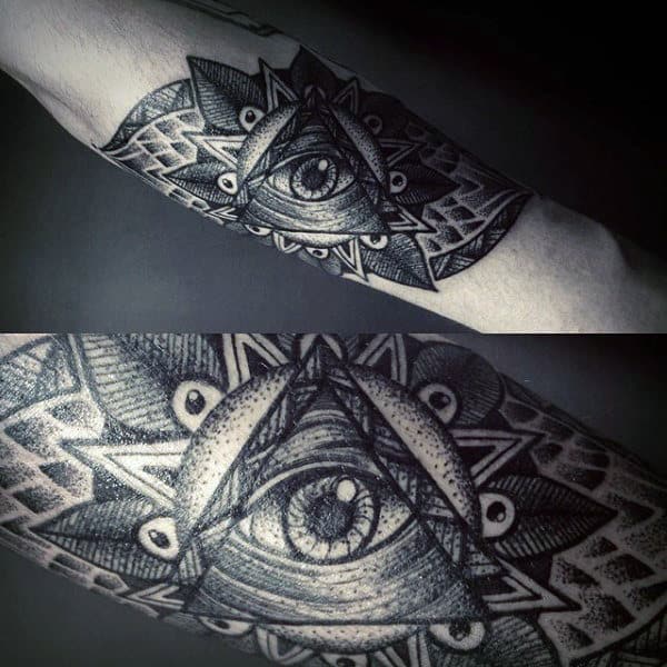 Pretty Grey Illuminati Tattoo Male Forearms