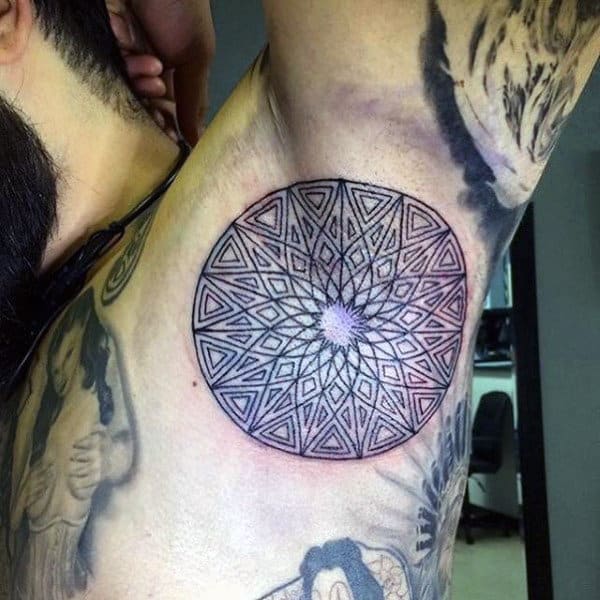 Pretty Mandala Kaleidoscopic Tattoo Male Armpits
