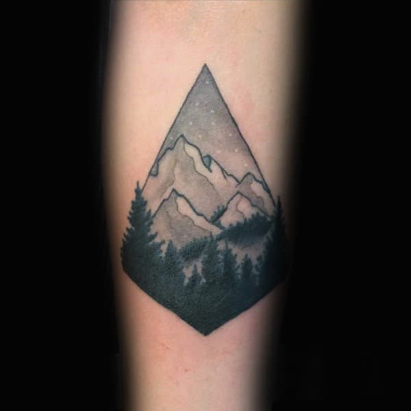 Pretty Mountain Snowboard Tattoo Male Forearms