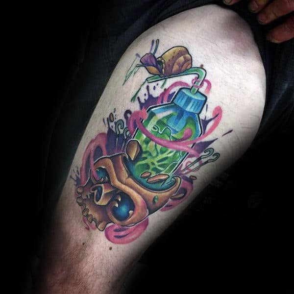 Pretty New School Tattoo Male Arms