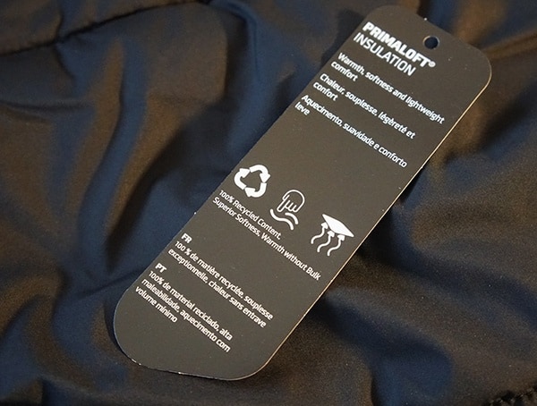 Primaloft Insualation Tag Features