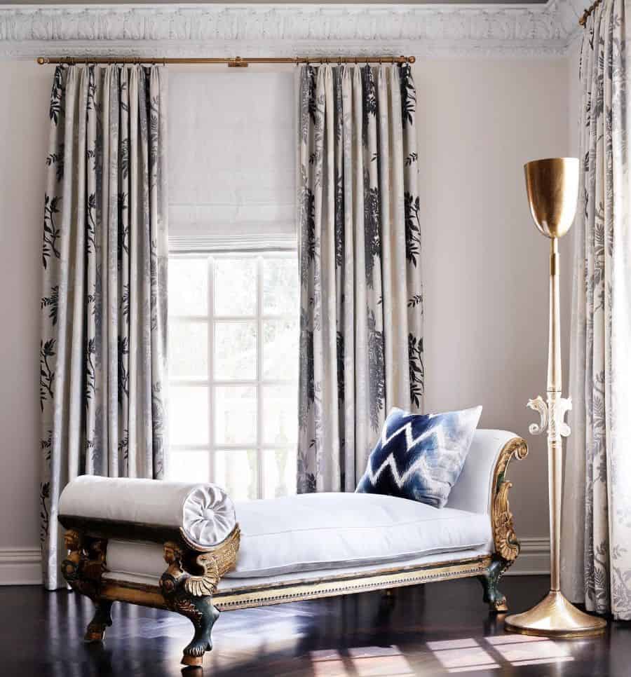 tree pattern living room curtains gold accent rod gold lamp