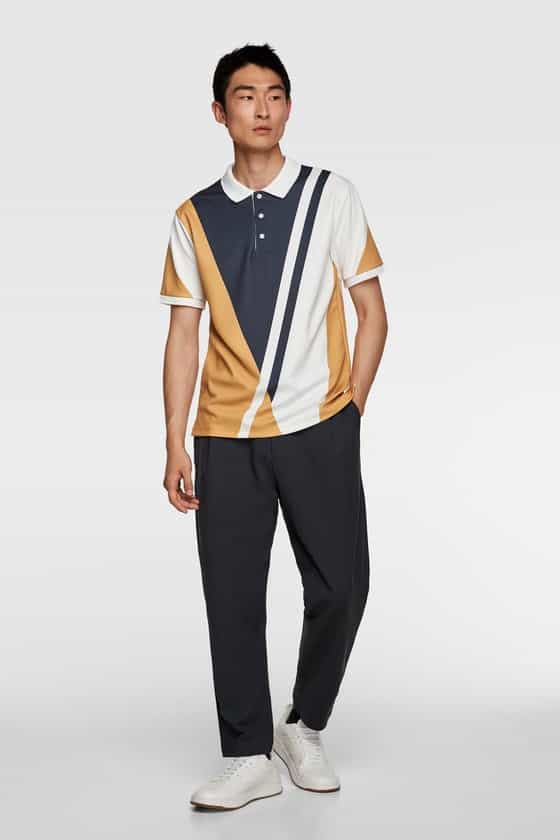 printed striped polo shirt