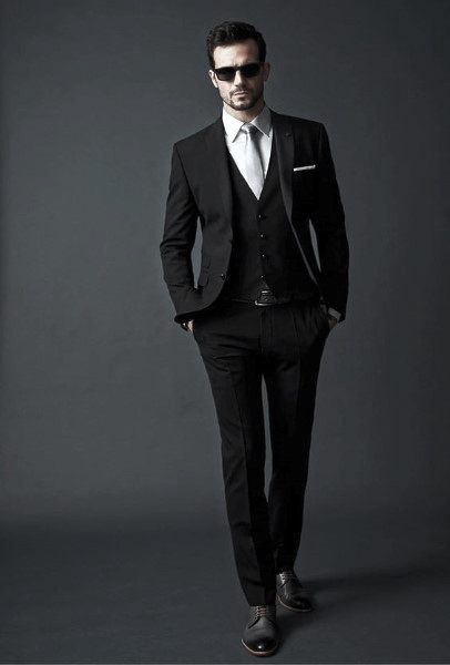 Professional Business Mens Black Suit Style