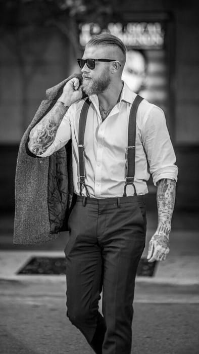 Professional Undercut With Beard Hair For Men Slicked Back