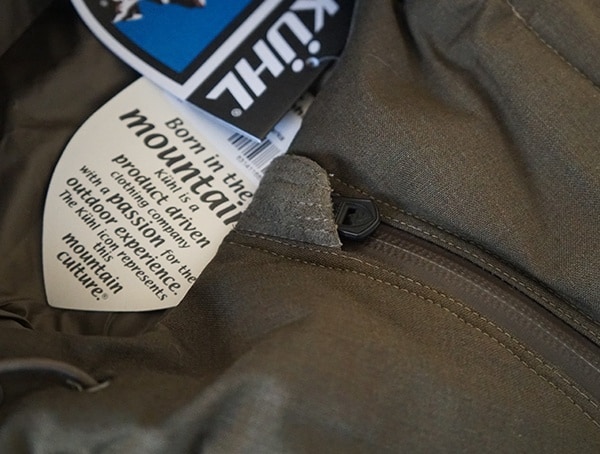 Protected Center Chest Upper Zipper Detail On Mens Firestorm Down Parka