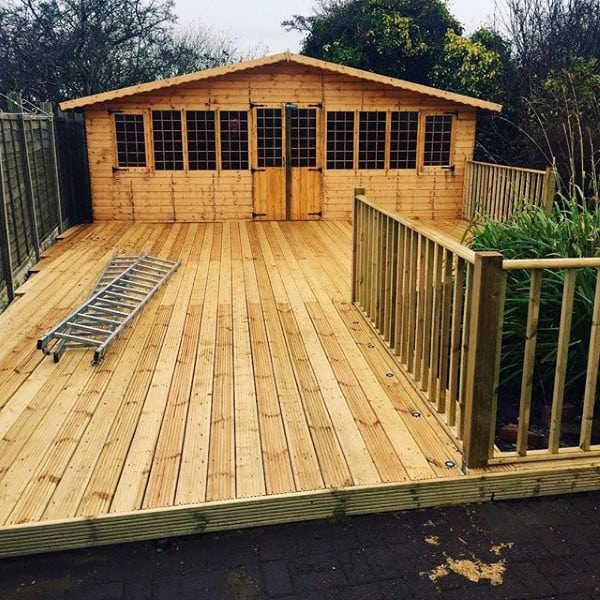 Pub Shed Outdoor Backyard Bars With Attached Finished Deck