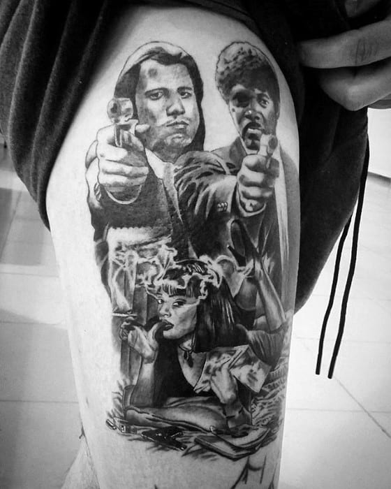 Pulp Fiction Male Thigh Themed Tattoo Designs