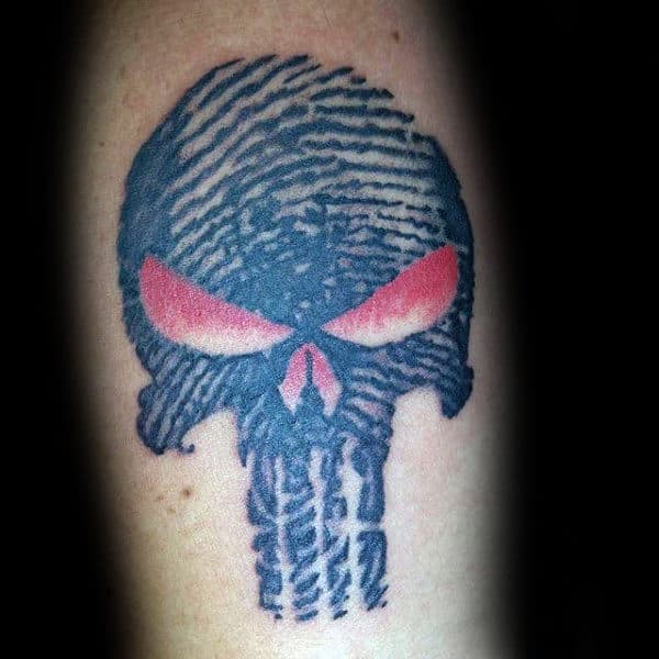 Punisher Fingerprint Mens Arm Tattoos