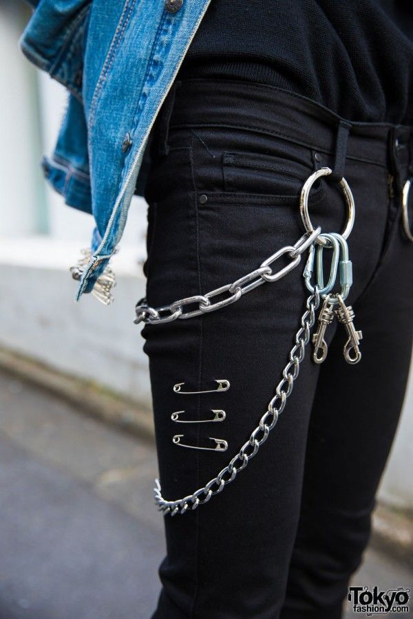 Black jeans with chains on the side