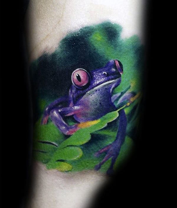 Purple Frog Mens Realistic Arm Tattoos