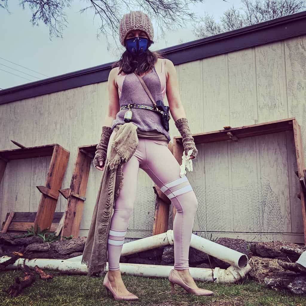 Purple Leggings Creative Facemask Outfit For Women