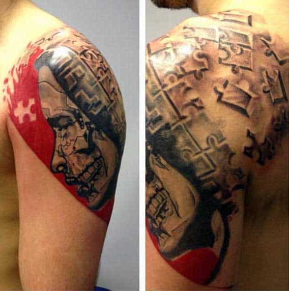 Puzzle Tattoo Man On Shoulder