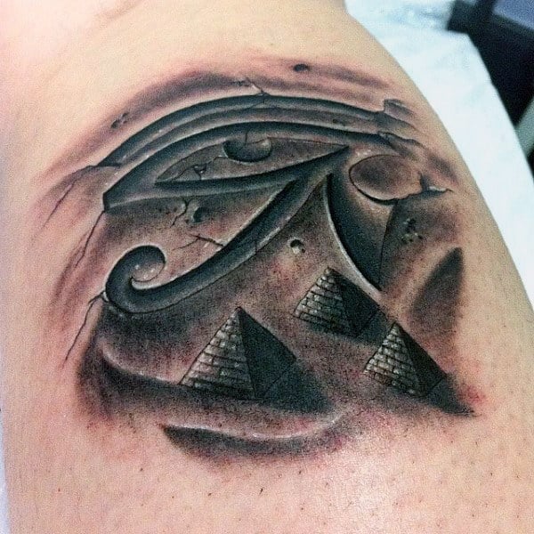 Pyramid Eye Of Horus Mens 3d Leg Tattoos